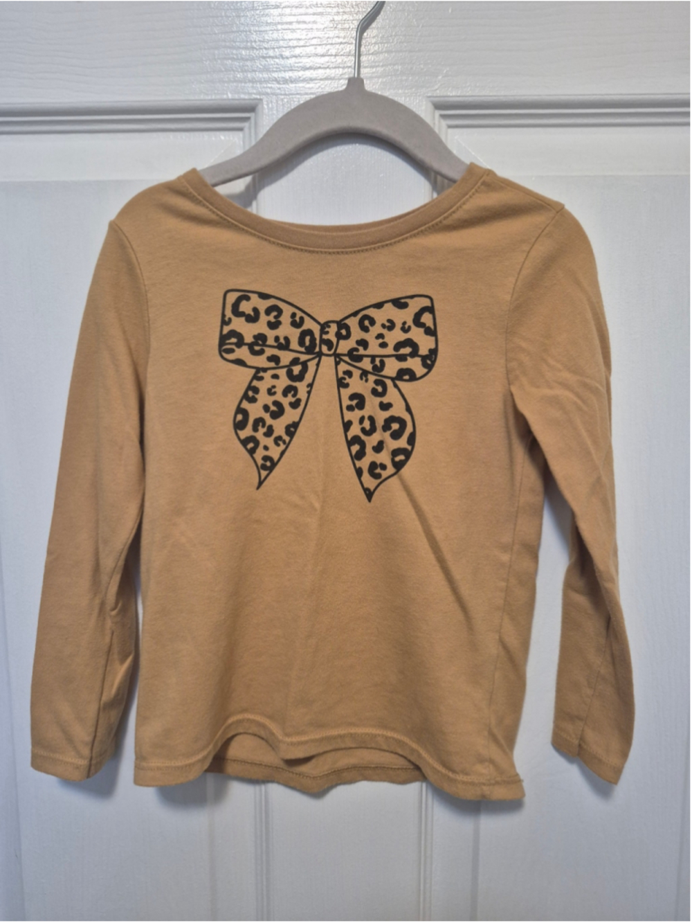 Girls Garanimals Long Sleeve Tee Tan Black Leopard Bow 3T